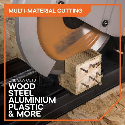 Evolution 355mm Multi-Material Chop Saw with TCT Blade for Steel, Wood & Plastic | R355CPS