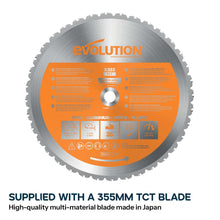 Evolution 355mm Multi-Material Chop Saw with TCT Blade for Steel, Wood & Plastic | R355CPS