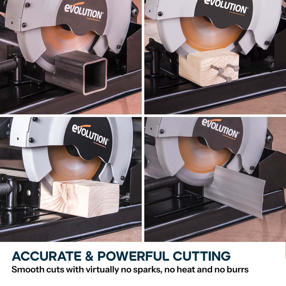 Evolution RAGE4 - 185mm Chop Saw with TCT Multi-material Cutting Blade C-grade (Refurbished fair condition)