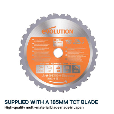 Evolution 185mm Portable Multi-Material Chop Saw with TCT Blade for Conduit, Pipe & Cable Tray | RAGE4