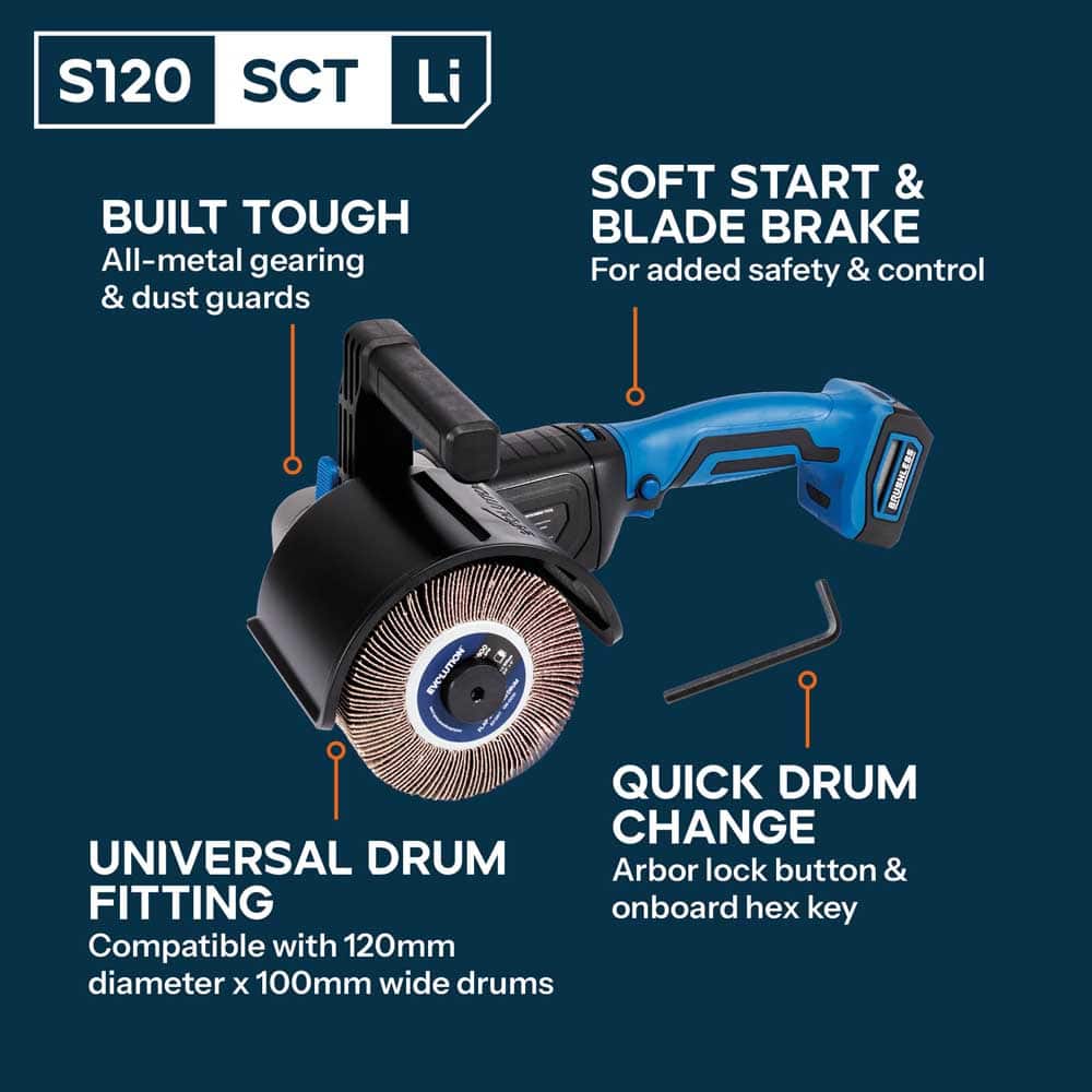Evolution 18V Cordless Surface Conditioning Tool with Brushless Motor & 2 Drums | S120SCT-Li