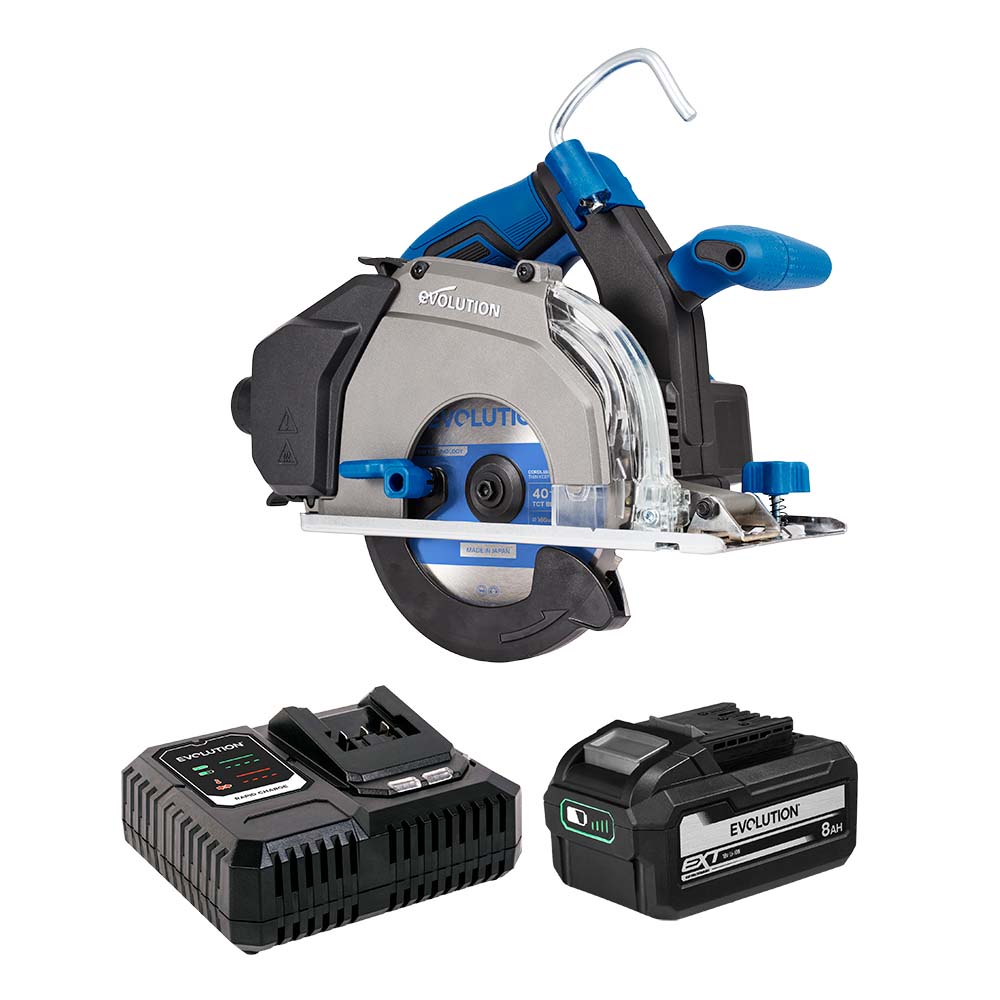 Evolution 165mm Cordless Metal Cutting Circular Saw with Thin Kerf Blade | 58mm Cut Depth | S165CCS-Li