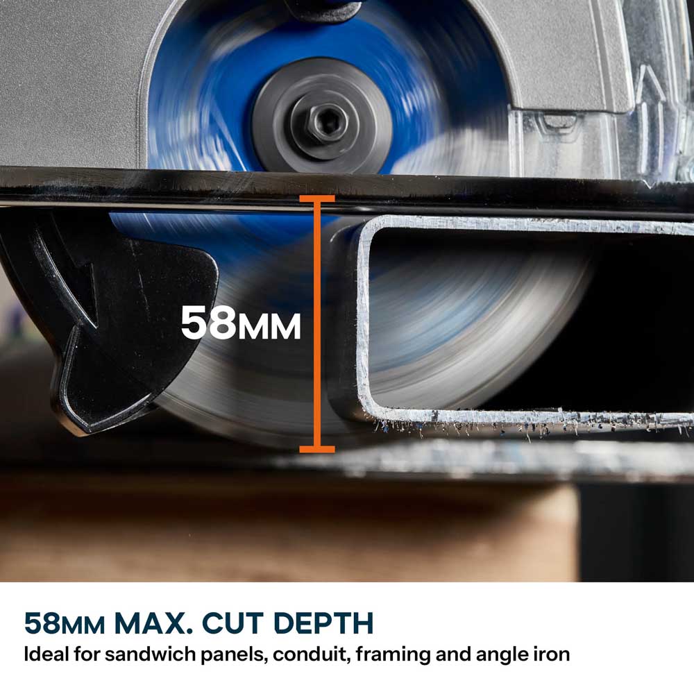 Evolution 165mm Cordless Metal Cutting Circular Saw with Thin Kerf Blade | 58mm Cut Depth | S165CCS-Li