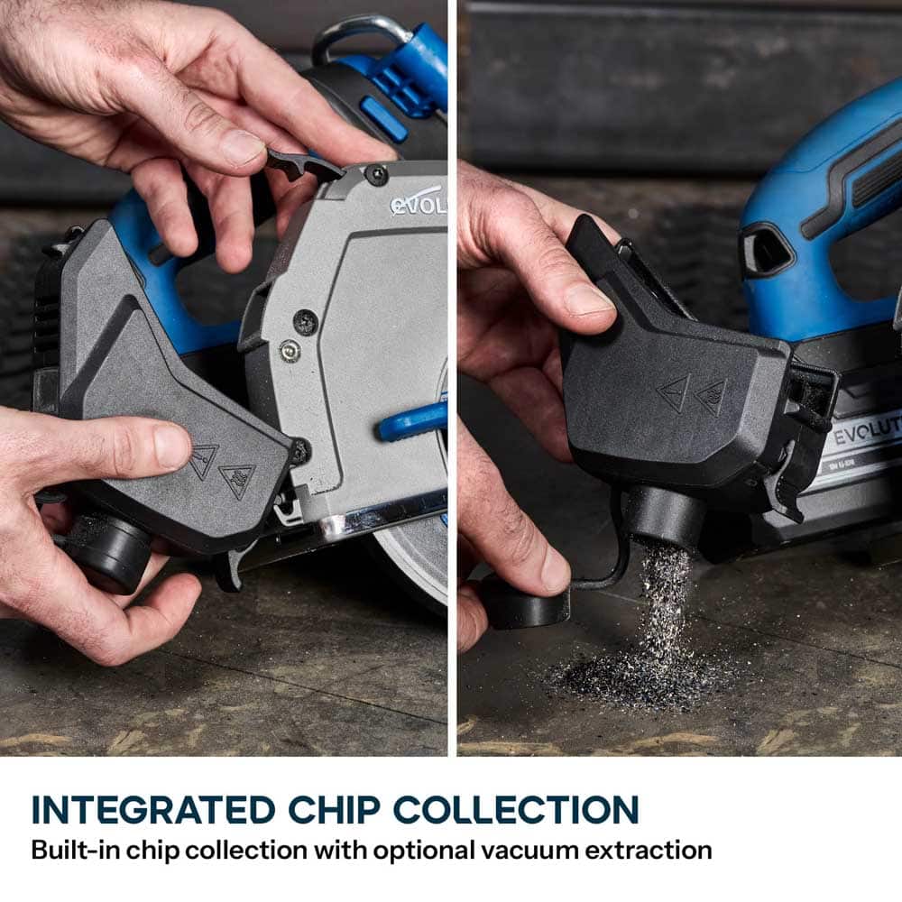 Evolution 165mm Cordless Metal Cutting Circular Saw with Thin Kerf Blade | 58mm Cut Depth | S165CCS-Li