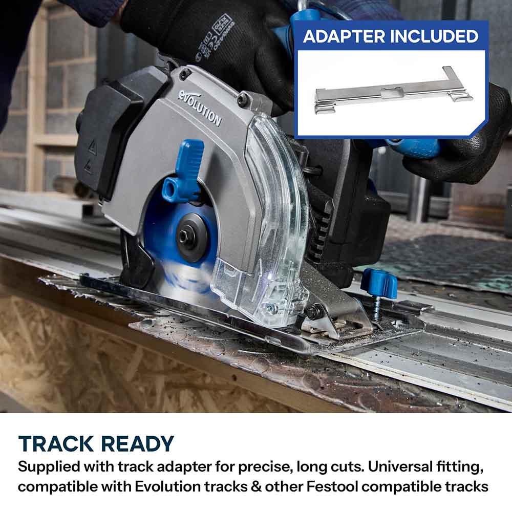 Evolution 165mm Cordless Metal Cutting Circular Saw with Thin Kerf Blade | 58mm Cut Depth | S165CCS-Li