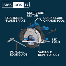 Evolution 165mm Cordless Metal Cutting Circular Saw with Thin Kerf Blade | 58mm Cut Depth | S165CCS-Li