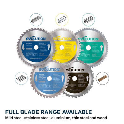 Evolution S185CCSL 185mm Metal Cutting Circular Saw with TCT Mild Steel Cutting Blade