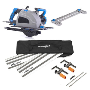 Evolution S210CCS 210mm Heavy Duty Metal Cutting Circular Saw & 1.4m 2-Piece Track Kit Bundle (2x700mm)