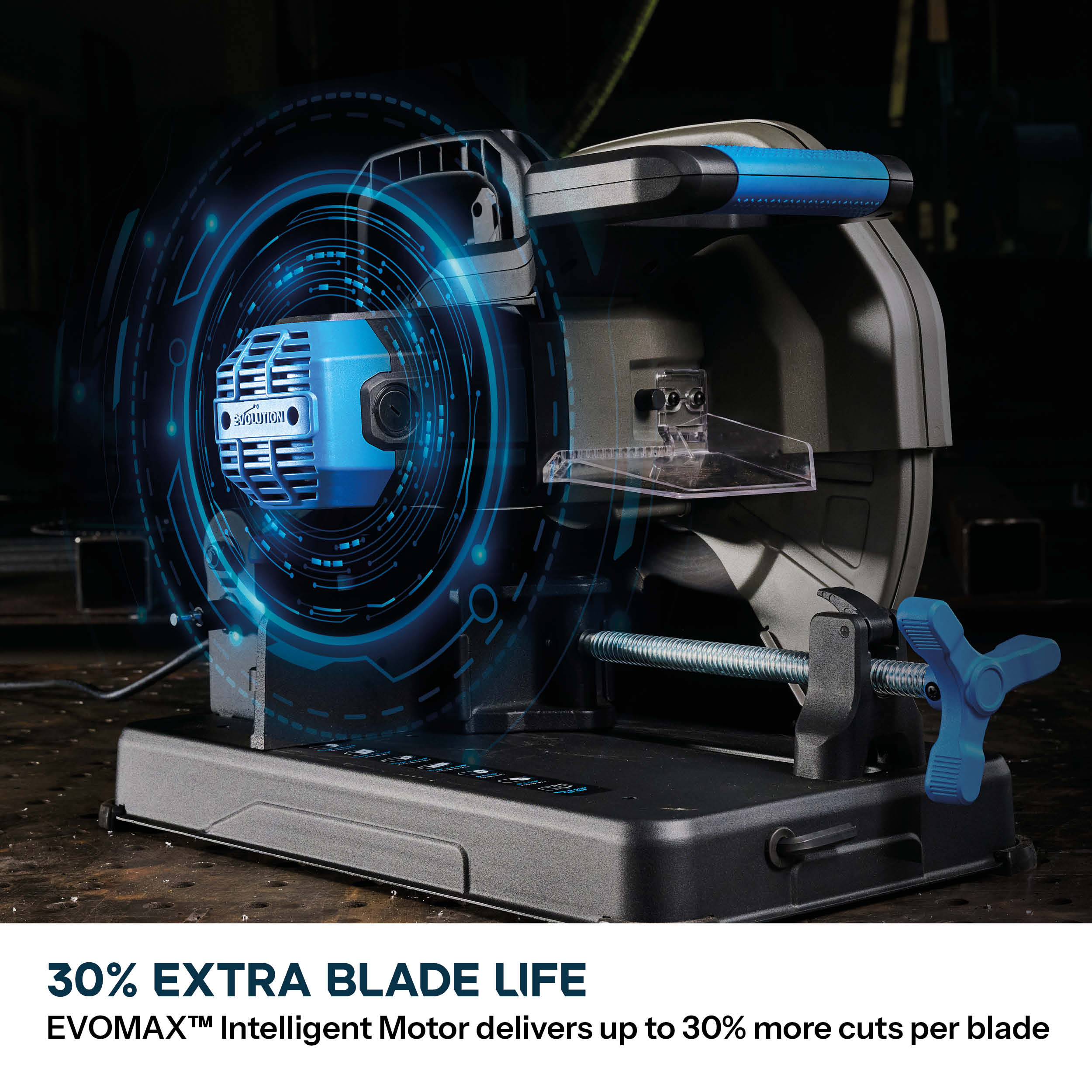 Evolution 355mm Metal Cutting Chop Saw with EvoMax Blade & Intelligent Motor Technology | S355CPS Gen 2