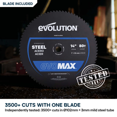 Evolution 355mm Metal Cutting Chop Saw with EvoMax Blade & Intelligent Motor Technology | S355CPS Gen 2