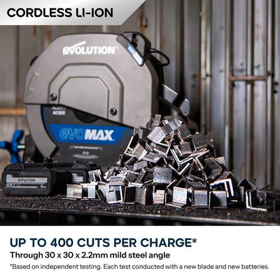Evolution Cordless 355mm Metal Cutting Chop Saw with 36V Brushless Motor & EvoMax Blade | S355CPS-Li
