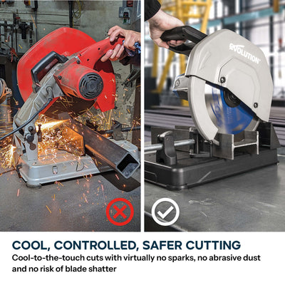 Evolution 355mm Metal Cutting Chop Saw with TCT Mild Steel Blade | S355CPSL
