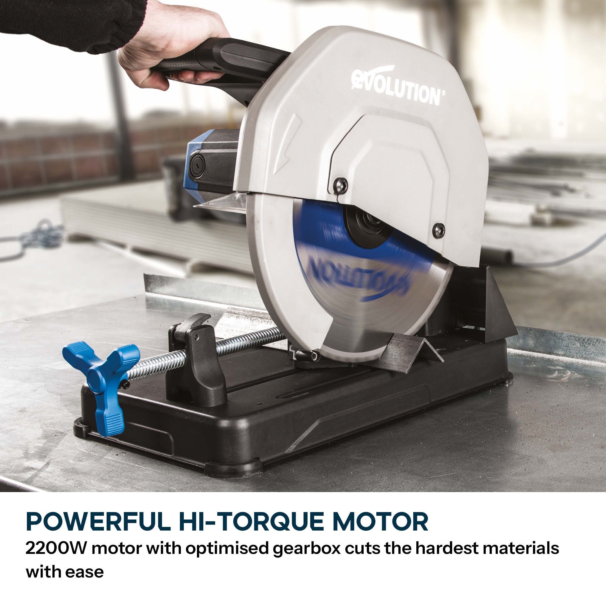 Evolution 355mm Metal Cutting Chop Saw with TCT Mild Steel Blade | S355CPSL