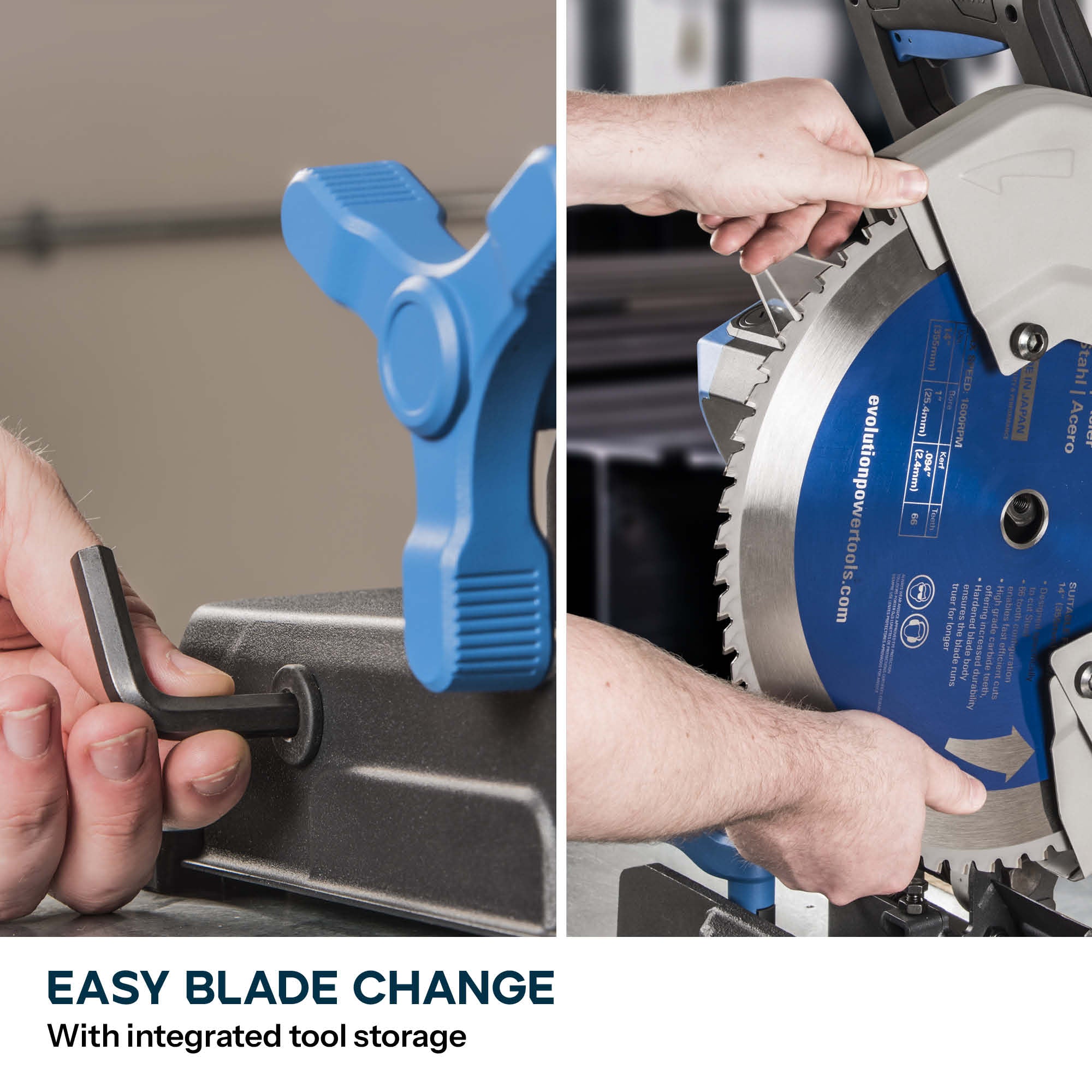 Evolution 355mm Metal Cutting Chop Saw with TCT Mild Steel Blade | S355CPSL