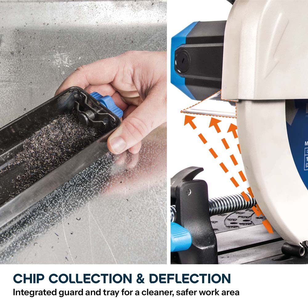Evolution S355CPS 355mm Metal Cutting Chop Saw+ Extra Blade + Chop Saw Stand Bundle