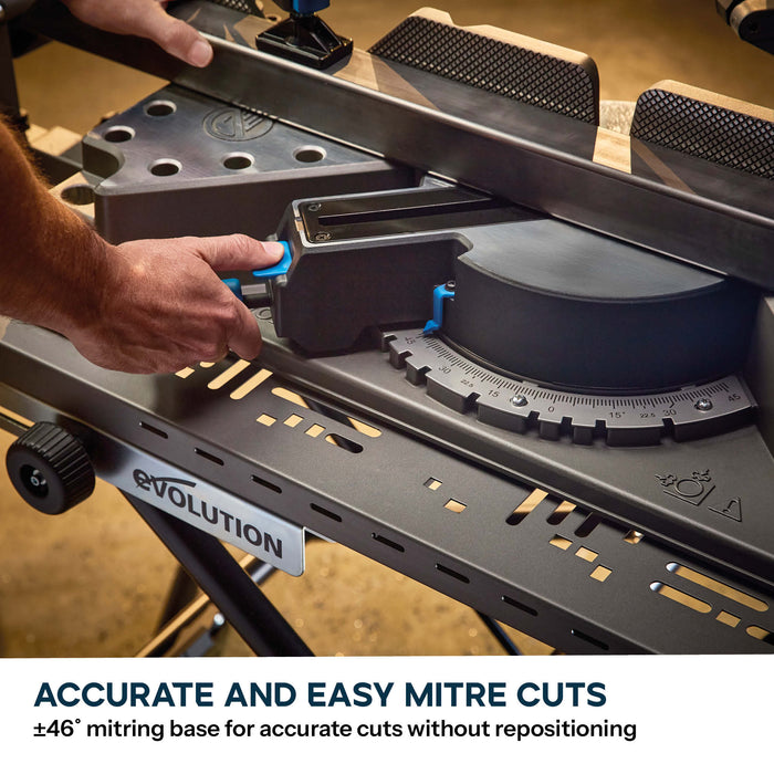 Evolution 355mm Metal Cutting Mitre Chop Saw with EVOMAX 80T Cermet Long-Life Blade, Intelligent Motor Technology & Shadowline Guide | S355MCS-G2