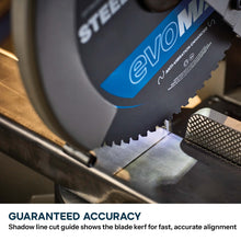Evolution 355mm Metal Cutting Mitre Chop Saw with EVOMAX 80T Cermet Long-Life Blade, Intelligent Motor Technology & Shadowline Guide | S355MCS-G2