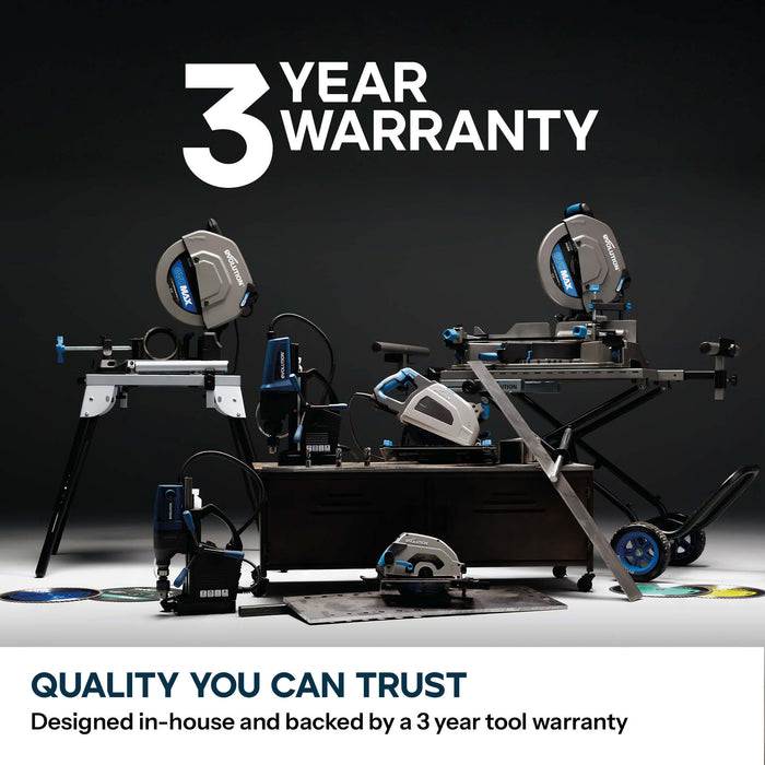 Evolution 355mm Metal Cutting Mitre Chop Saw with EVOMAX 80T Cermet Long-Life Blade, Intelligent Motor Technology & Shadowline Guide | S355MCS-G2