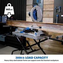 Evolution S355MCS Mitre Chop Saw Wheeled Stand With Powerlift Assist.