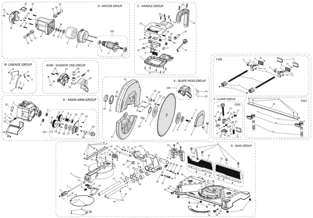 S355MCS-G2 230V Chop Saw Spare Parts