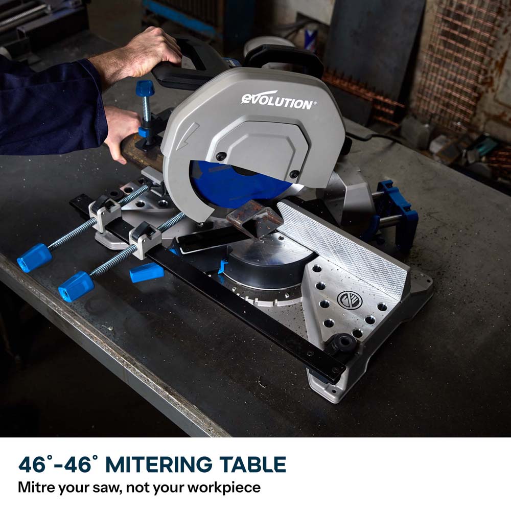 Evolution S355MCS 355mm Heavy Duty Chop Mitre Saw & Wheeled Stand Bundle