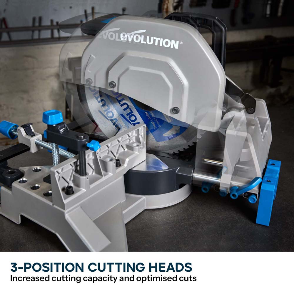 Evolution S355MCS 355mm Heavy Duty Chop Mitre Saw & Wheeled Stand Bundle