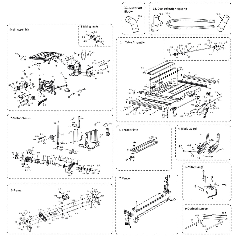 R255TBL / R255TBL+ Spare Parts