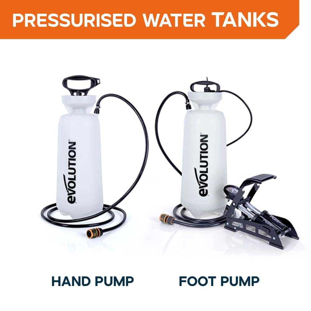 Evolution 15L Pressurised Water Tank with Foot Pump and 3m Hose for Dust Suppression