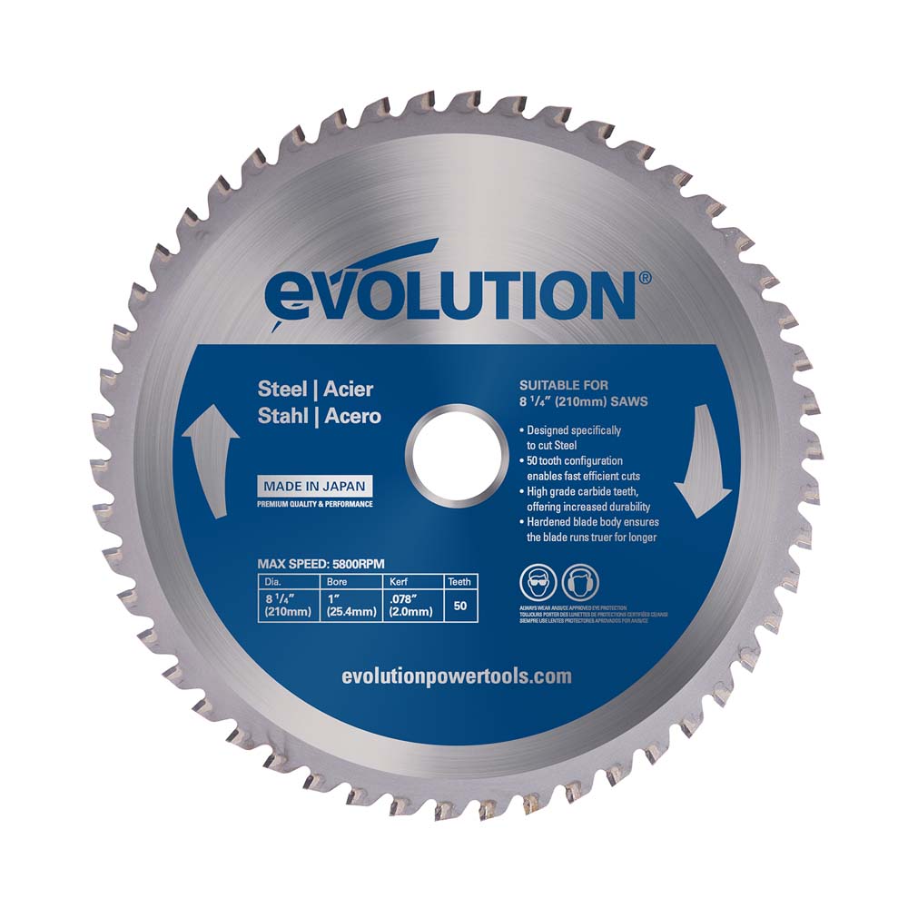 Evolution 210mm Mild Steel Cutting 50T TCT Mitre Saw Blade