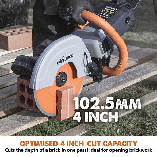 Evolution R255DCT 255mm 10" Electric Disc Cutter Concrete Saw with Diamond Blade - Evolution Power Tools UK