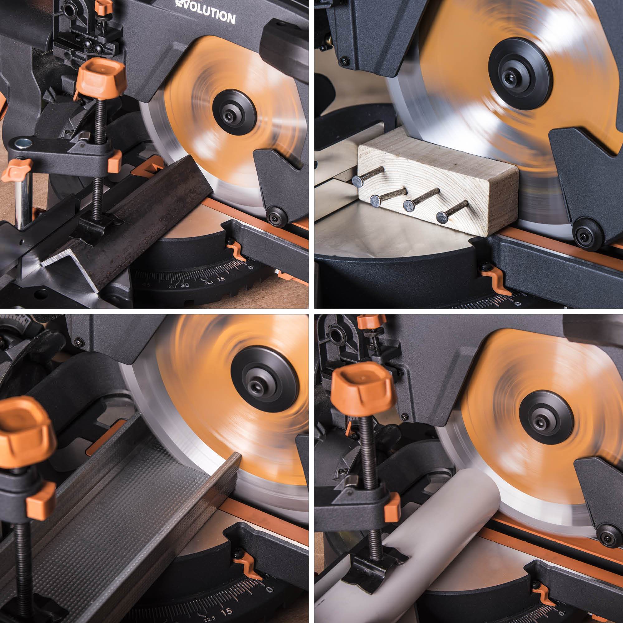 Evolution R255SMS+ 255mm Sliding Compound Mitre Saw & Stand Bundle