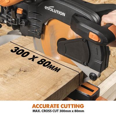 Evolution R255SMS+ 255mm Sliding Compound Mitre Saw & Stand Bundle