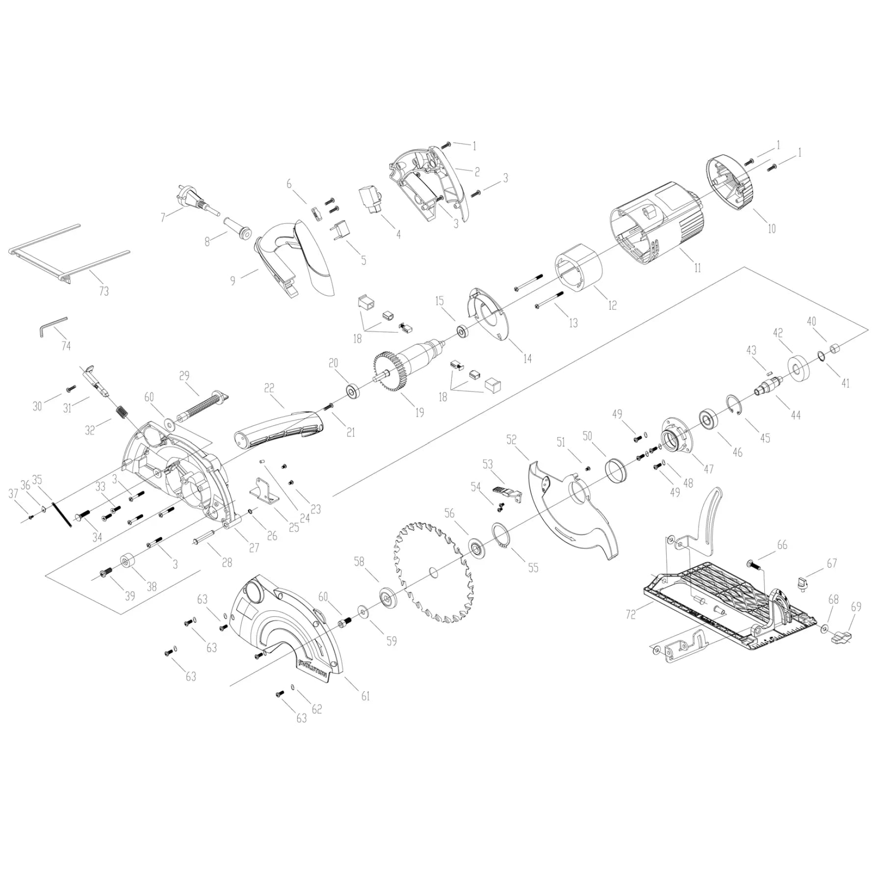 FURY1-B 185mm Corded Circular Saw Spare Parts