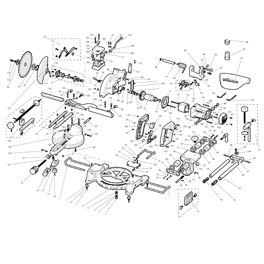 FURY3 210mm Corded Sliding Mitre Saw (Flatpack Model) Spare Parts