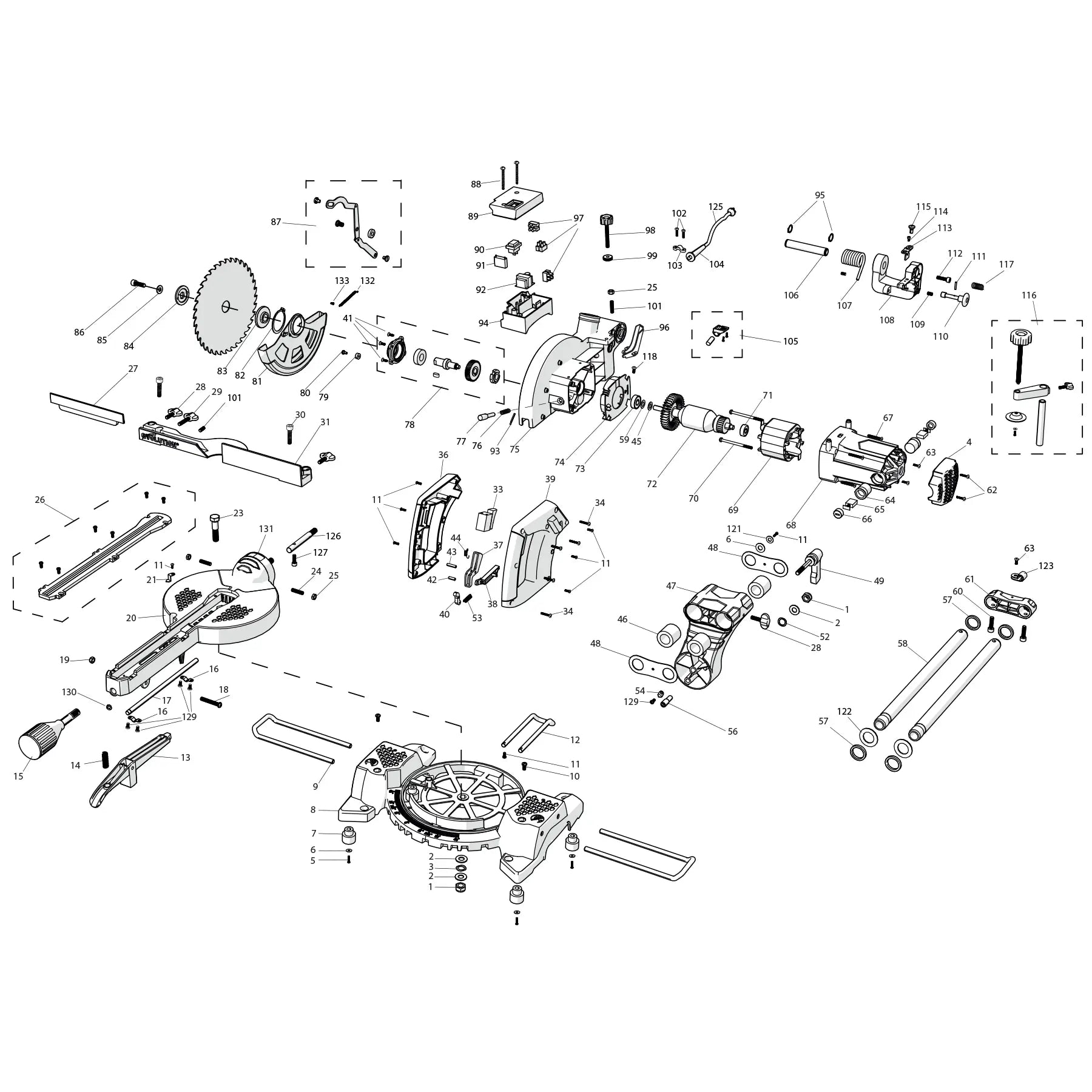 FURY3-S 210mm Corded Sliding Mitre Saw Spare Parts