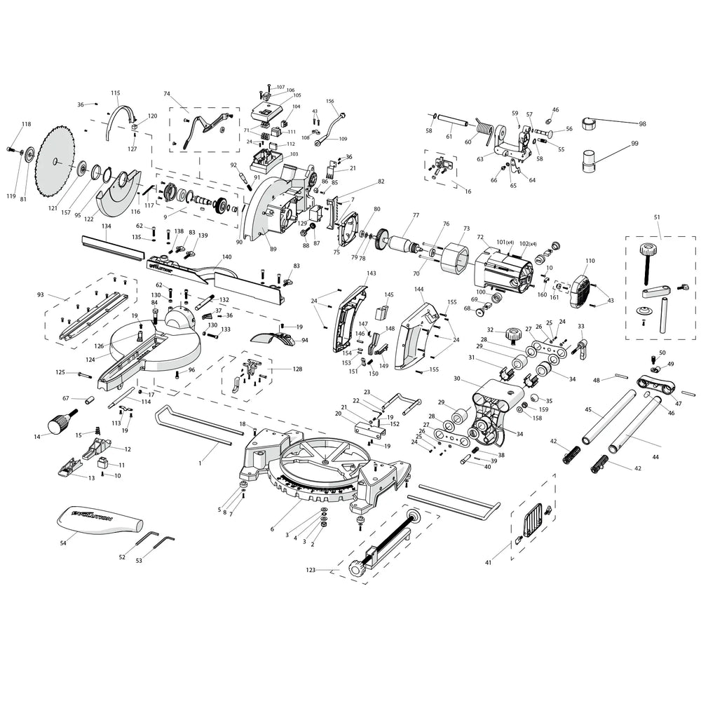 FURY3-XL 255mm Corded Sliding Mitre Saw Spare Parts