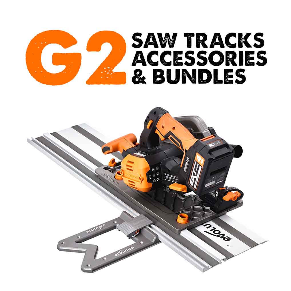 Evolution G2 Track Saw Accessory Bundle, Track Square, Splinter Guard Edge Strips, Power Cable & Vacuum Hose Guide & Track End Stop