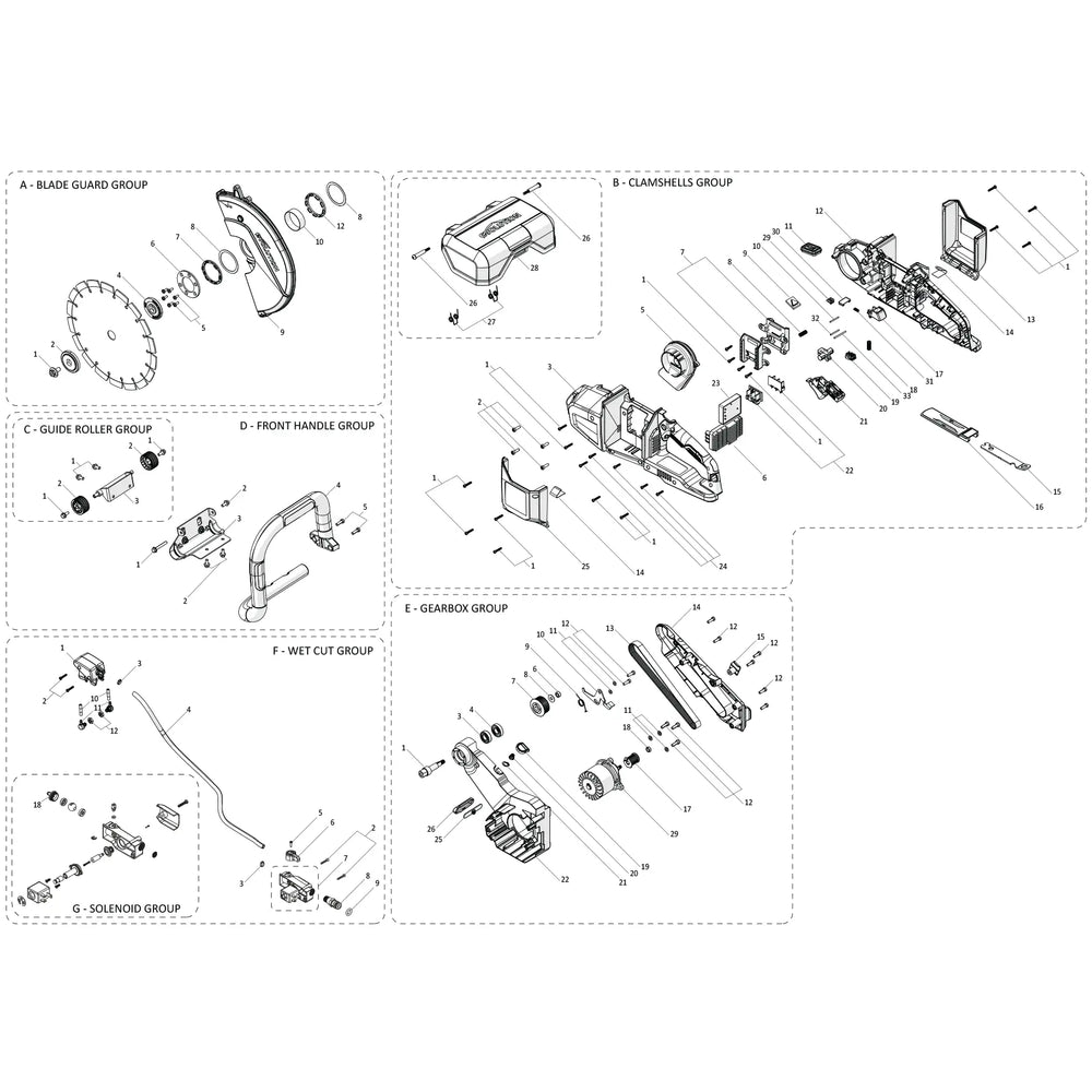 R260DCT-LI 260mm Cordless Disc Cutter Spare Parts