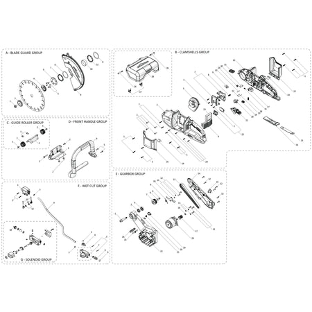 R260DCT-LI 260mm Cordless Disc Cutter Spare Parts