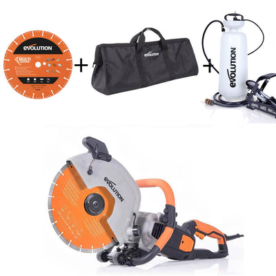 R300DCT+ Electric Disc Cutter with Foot Pump Water Bottle, Bag & Extra Blade Bundle