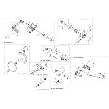 Evolution R350DCT Disc Cutter / Concrete Saw Spare Parts