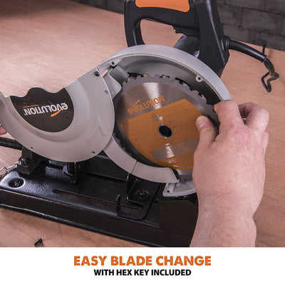 Evolution RAGE4 - 185mm Chop Saw with TCT Multi-material Cutting Blade C-grade (Refurbished fair condition)