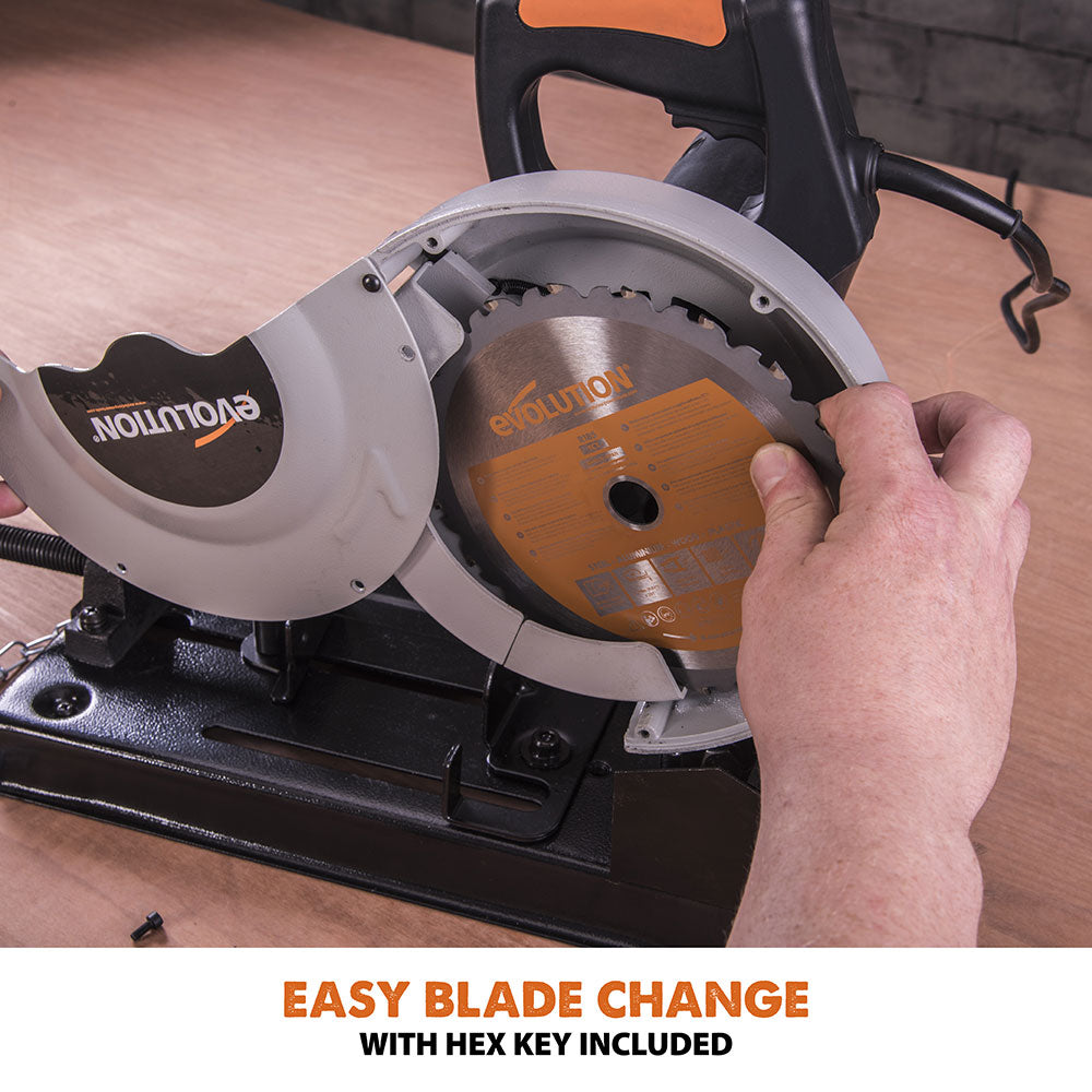 Evolution RAGE4 - 185mm Chop Saw with TCT Multi-material Cutting Blade C-grade (Refurbished fair condition)