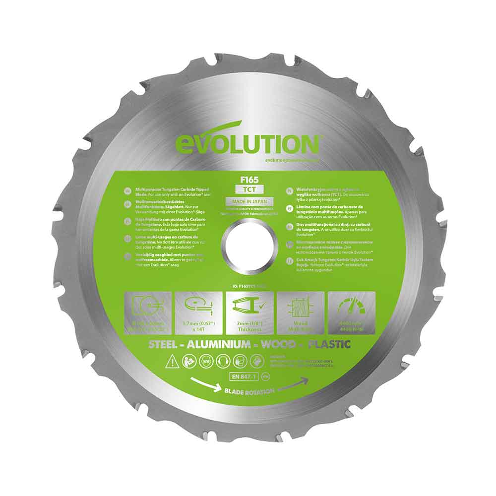 Evolution 165mm Multi-Material Cutting 14T Circular Saw Blade
