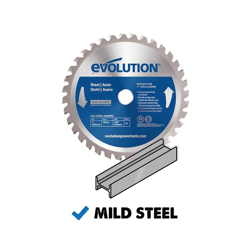 Evolution 180mm Mild Steel Cutting 36T Blade (For Circular Saws & Chop Saws Only) - Evolution Power Tools UK