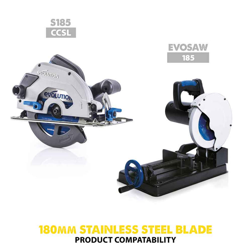 Evolution 180mm Stainless Steel Cutting 48T Blade - Evolution Power Tools UK