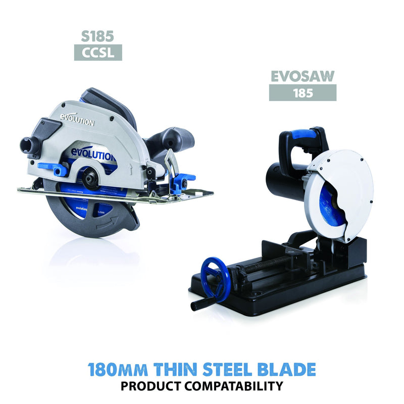 Evolution 180mm Thin Steel Cutting 68T Blade - Evolution Power Tools UK