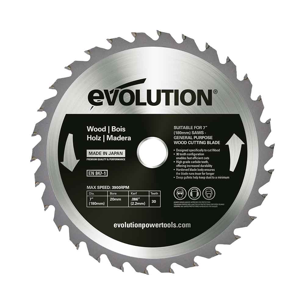 Evolution 180mm Wood Cutting 30T Circular Saw Blade