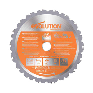 Evolution 185mm Multi-Material Cutting 20T Blade R185TCT-CS Circular & Chop Saws