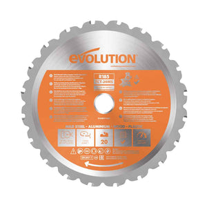 Evolution 185mm Multi-Material Cutting 20T Mitre Saw Blade